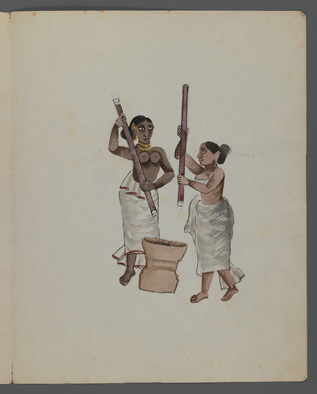 Um de um conjunto de nove imagens mostrando índios em diferentes profissões (wc no papel) de Indian School