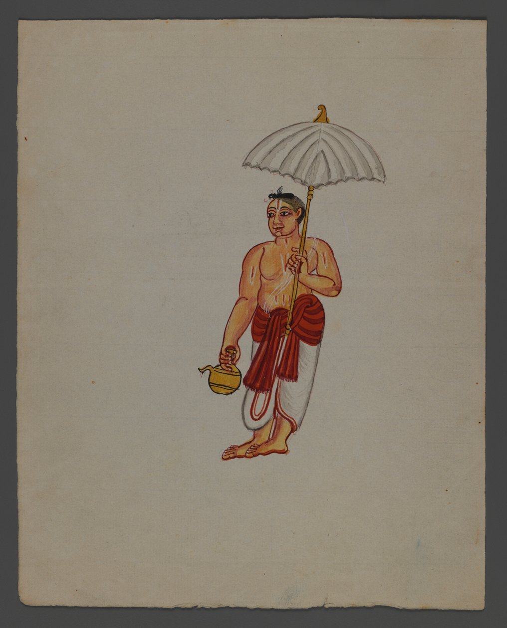 Um de um conjunto de nove imagens mostrando índios em diferentes profissões (wc no papel) de Indian School