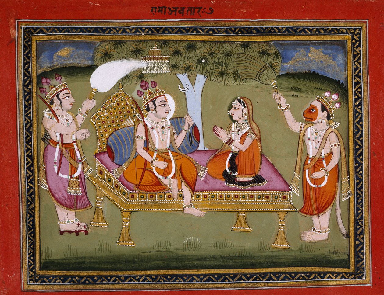 Ou. 13805 f.373 Rei Rama em um trono, ilustração de 