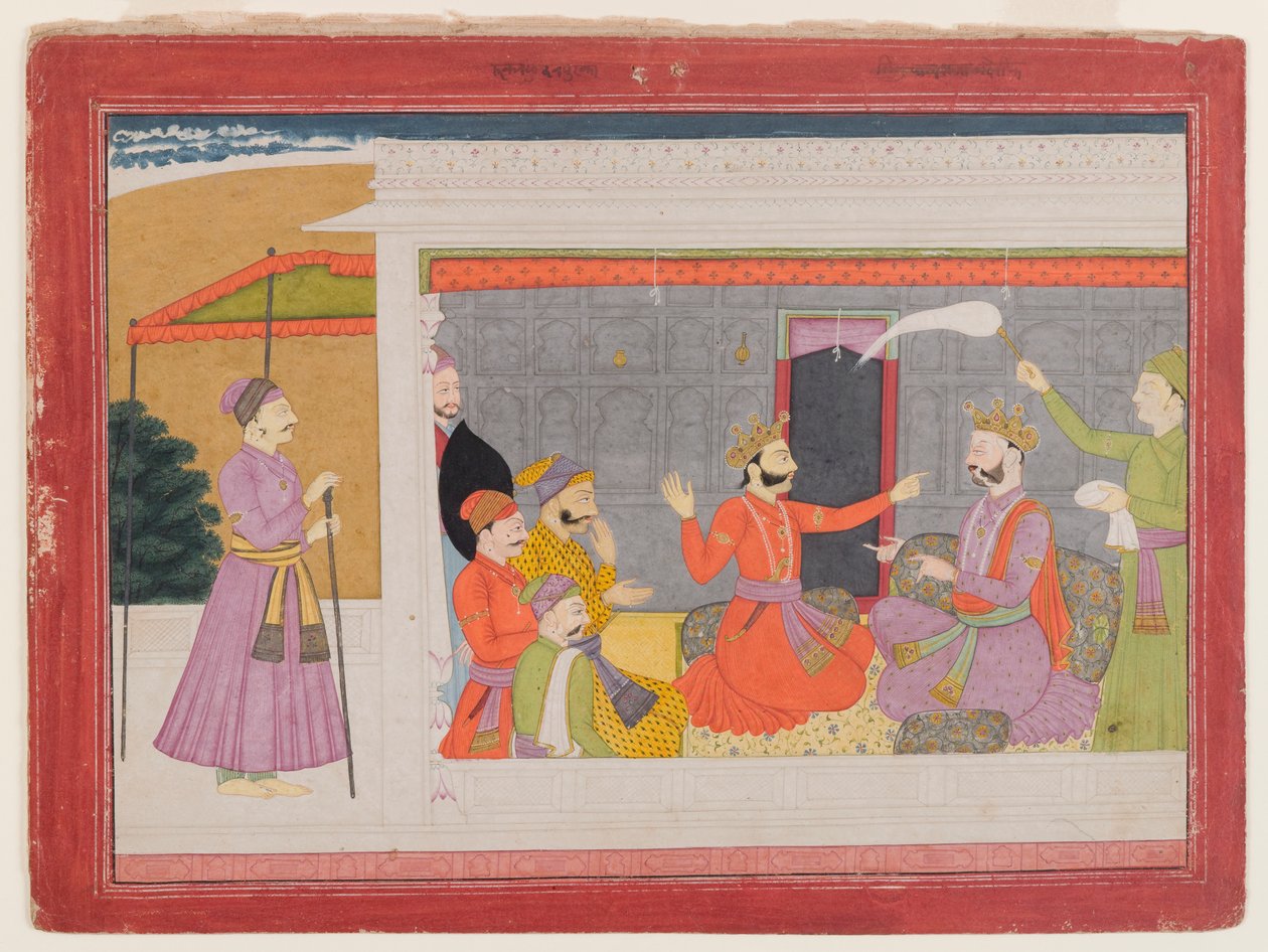 Página de uma série Rukmini Haran, c.1780-1800 (wc opaca no papel) de Indian School