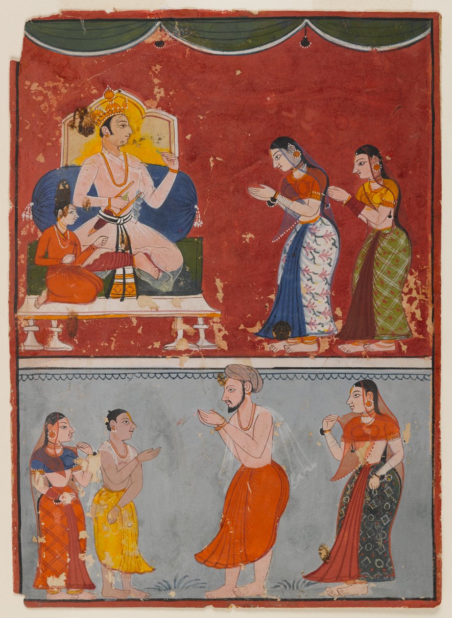 Página de uma série não identificada, c.1650 (wc opaca no papel) de Indian School