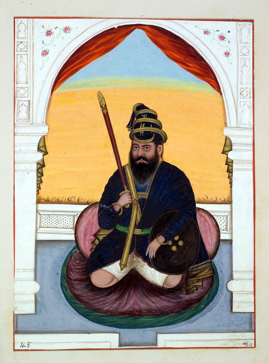Phola Singh Nihang, do Reino do Punjab, seus governantes e chefes, volume II, um volume de 30 estudos em aquarela de um artista indiano não identificado, c.1840 (wc on paper) de Indian School