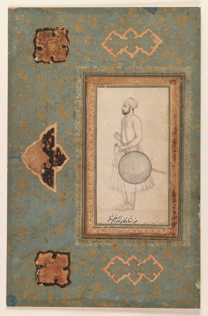 Retrato de Kuka Azam Shah, c.1640 (tinta no papel) de Indian School