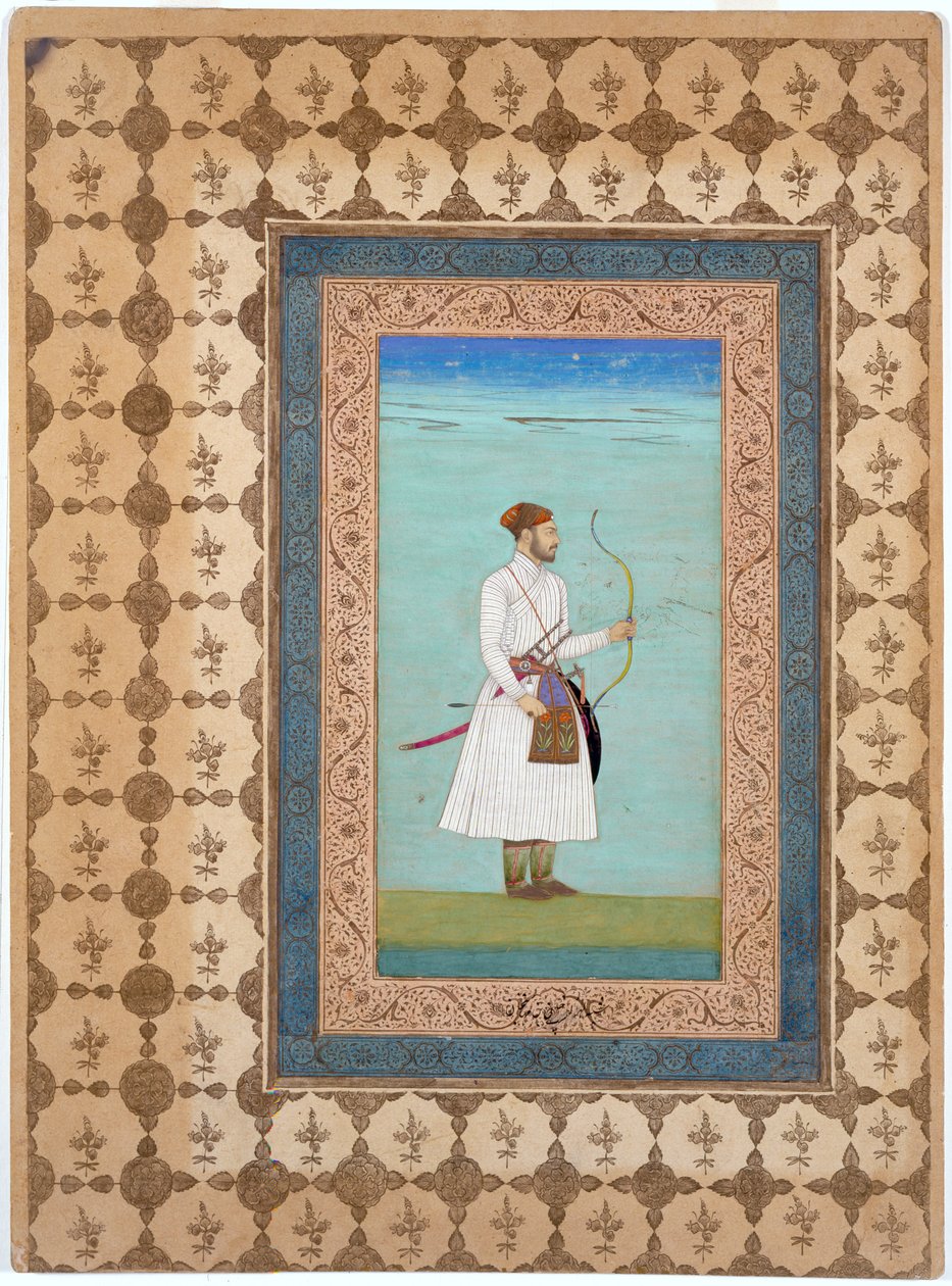 Retrato de Luhrasp Khan, dinastia Mughal, c.1655-65 (tinta, aguarela e ouro sobre papel) de Indian School