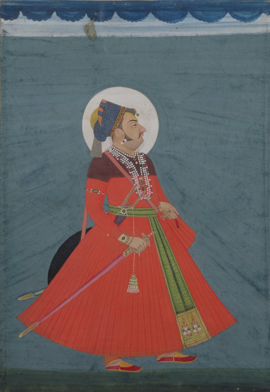 Retrato de marajá Ajit Singh de Jodhpur (1678-1724) Jodhpur, do século XIX de Indian School