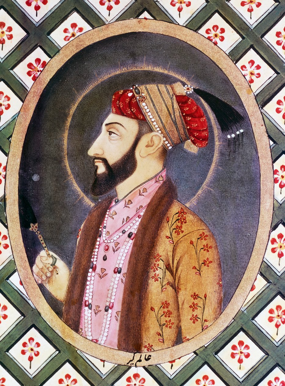 Retrato do Imperador Mongol Aurangzebe conhecido como Alamgir I (1618-1707), governante da Índia de 1658 a 1717 de Indian School