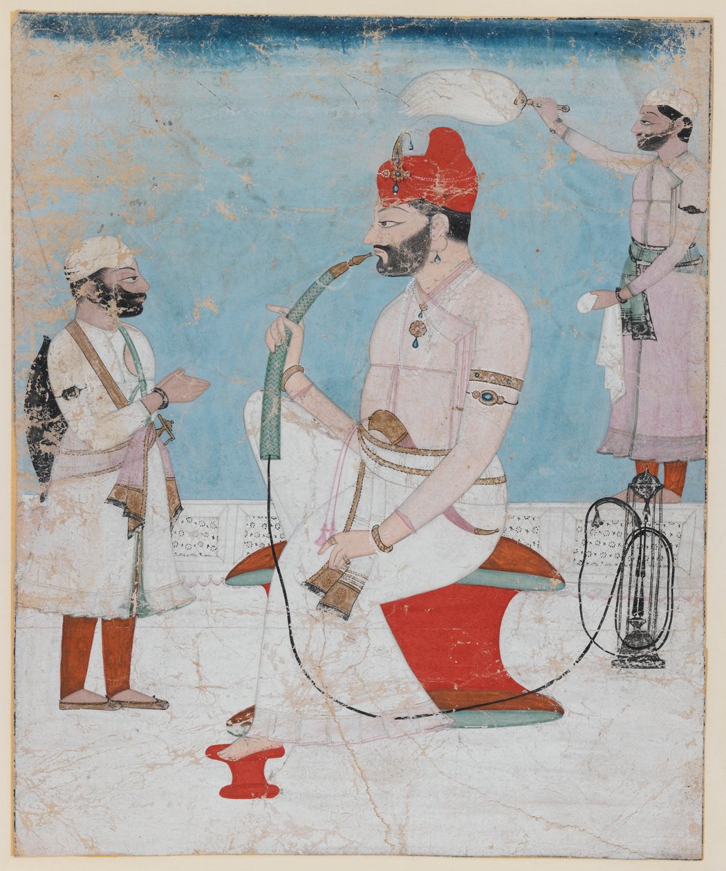 Retrato de Raja Sansar Chand de Kangra, c.1800-10 (wc opaca e ouro sobre papel) de Indian School