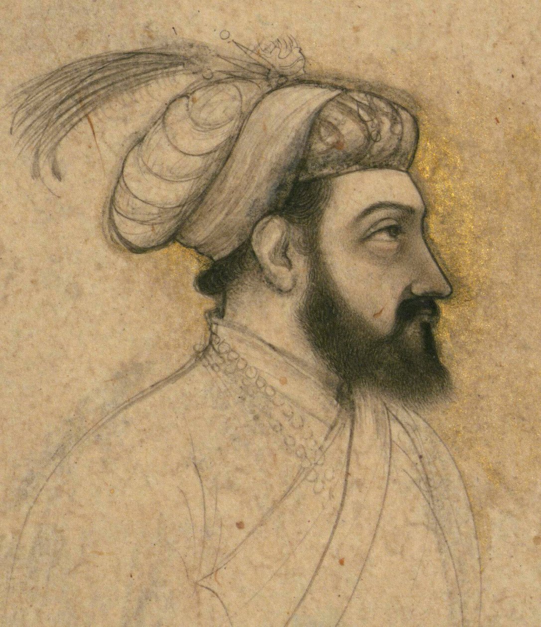 Retrato de Shah Jahan, meados do século 17 (tinta e pigmentos sobre papel montados em papelão) de Indian School