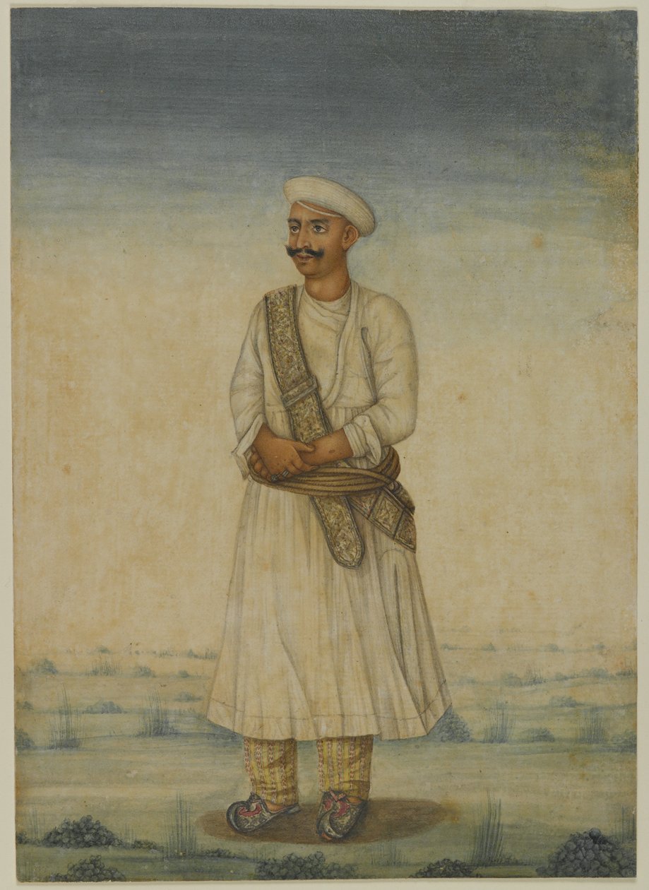 Retrato de um homem (wc opaco no papel) de Indian School