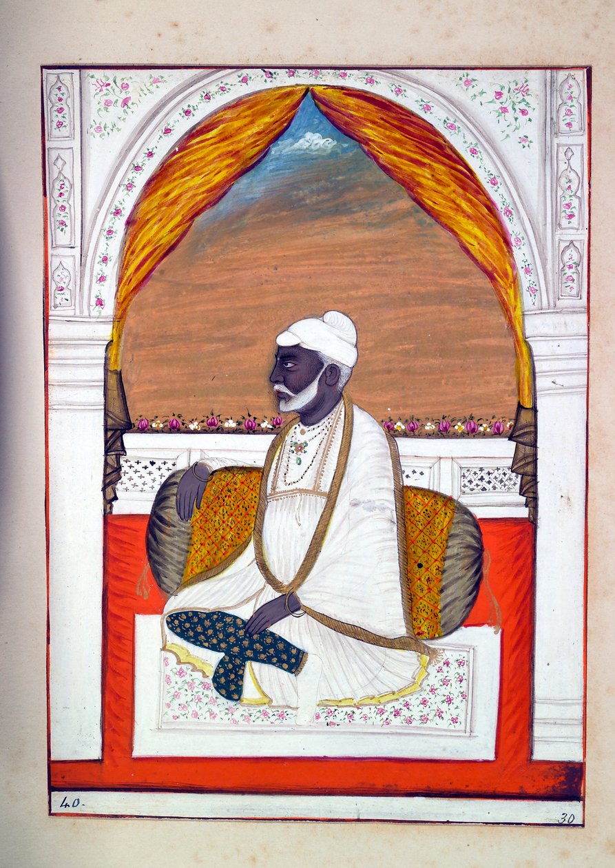 Pundit Madhosudan, do Reino do Punjab, seus governantes e chefes, volume II, um volume de 30 estudos em aquarela de um artista indiano não identificado, c.1840 (wc no papel) de Indian School