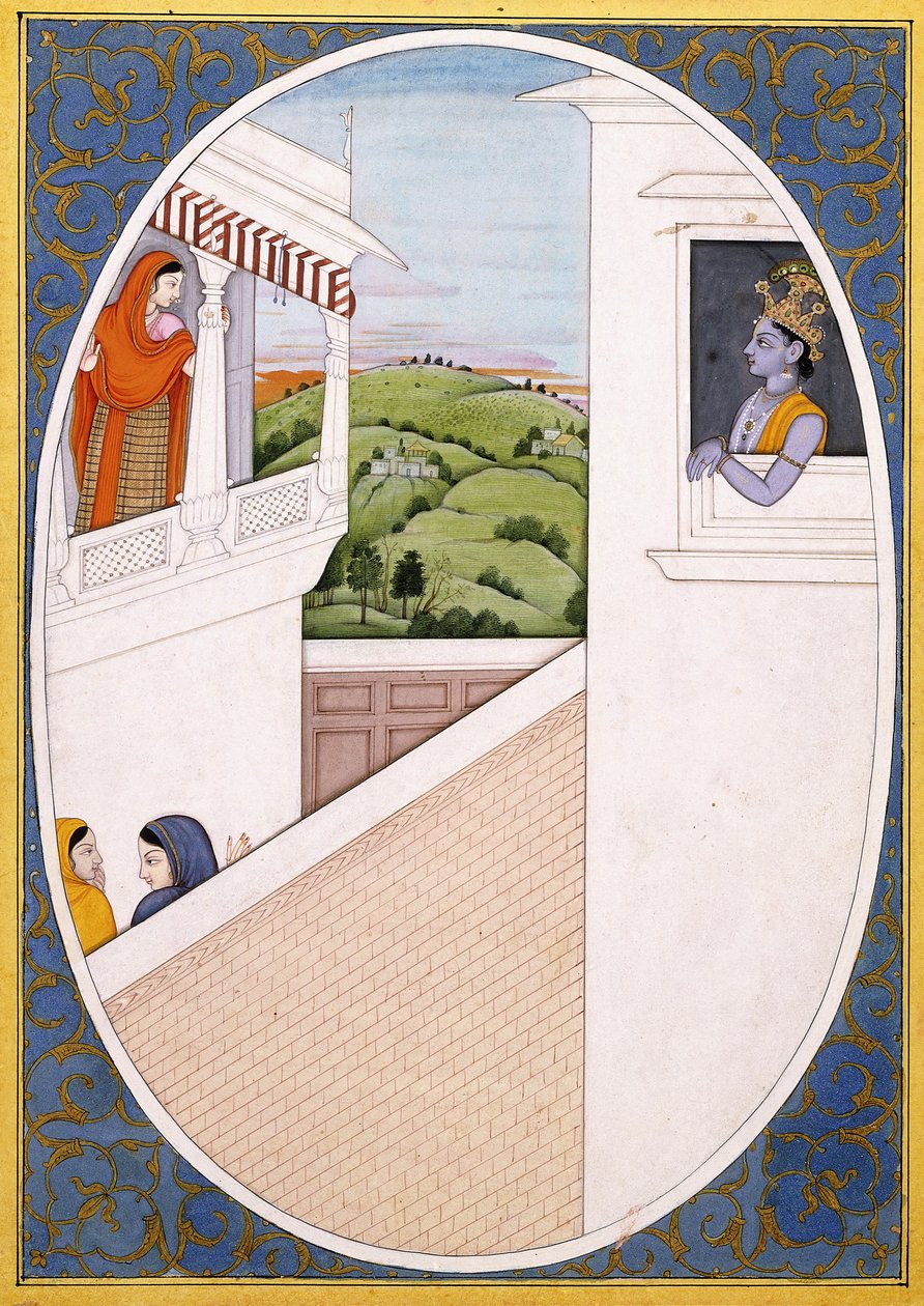 Radha e Krishna, extasiados pela beleza um do outro, c.1785 de Indian School