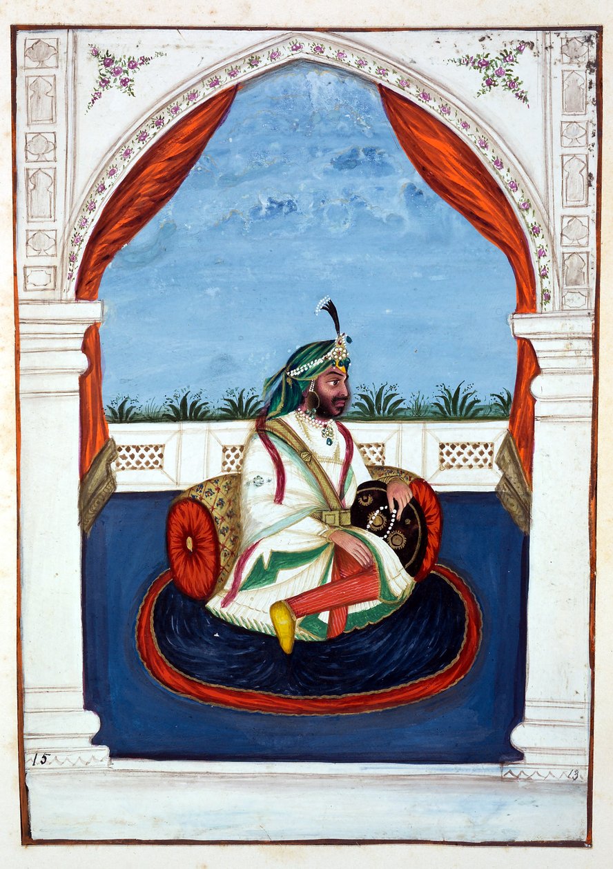 Rajah Lal Singh, do Reino do Punjab, seus governantes e chefes, volume I, um volume de 27 estudos em aquarela de um artista indiano não identificado, c.1840 (wc on paper) de Indian School