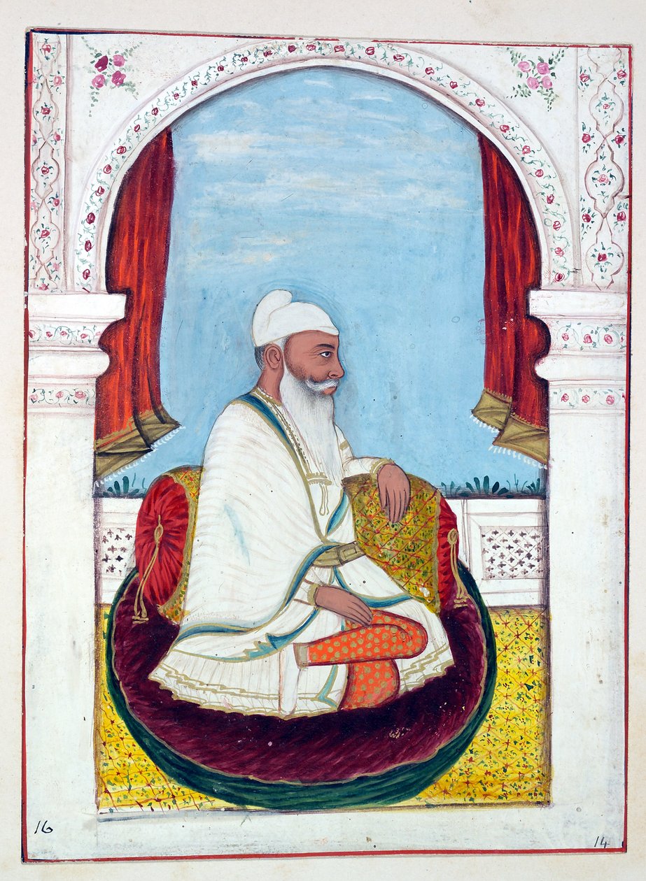 Rajah Lal Singh, do Reino do Punjab, seus governantes e chefes, volume I, um volume de 27 estudos em aquarela de um artista indiano não identificado, c.1840 (wc on paper) de Indian School