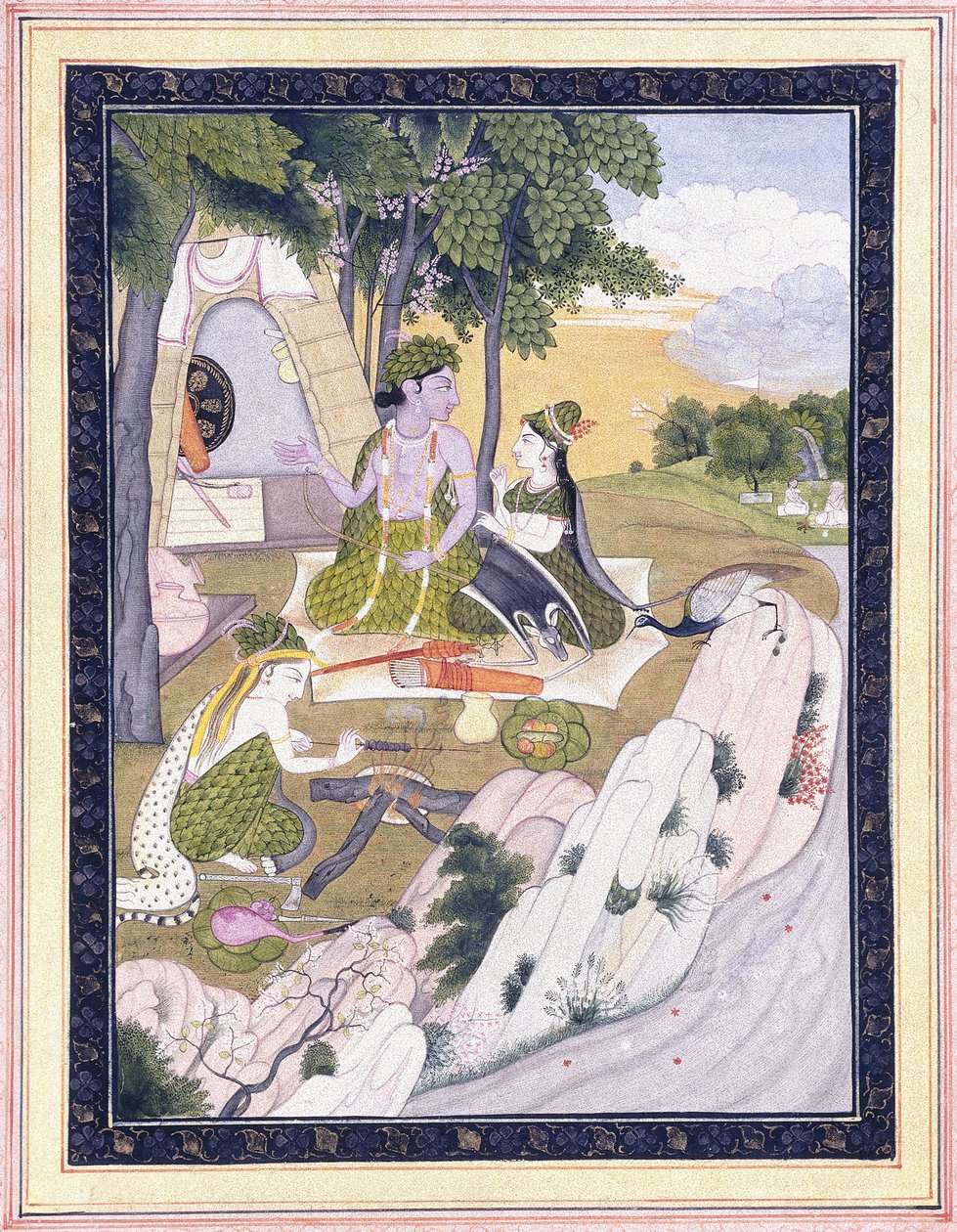 Rama e Sita com Lakshman, c. 1800 de Indian School