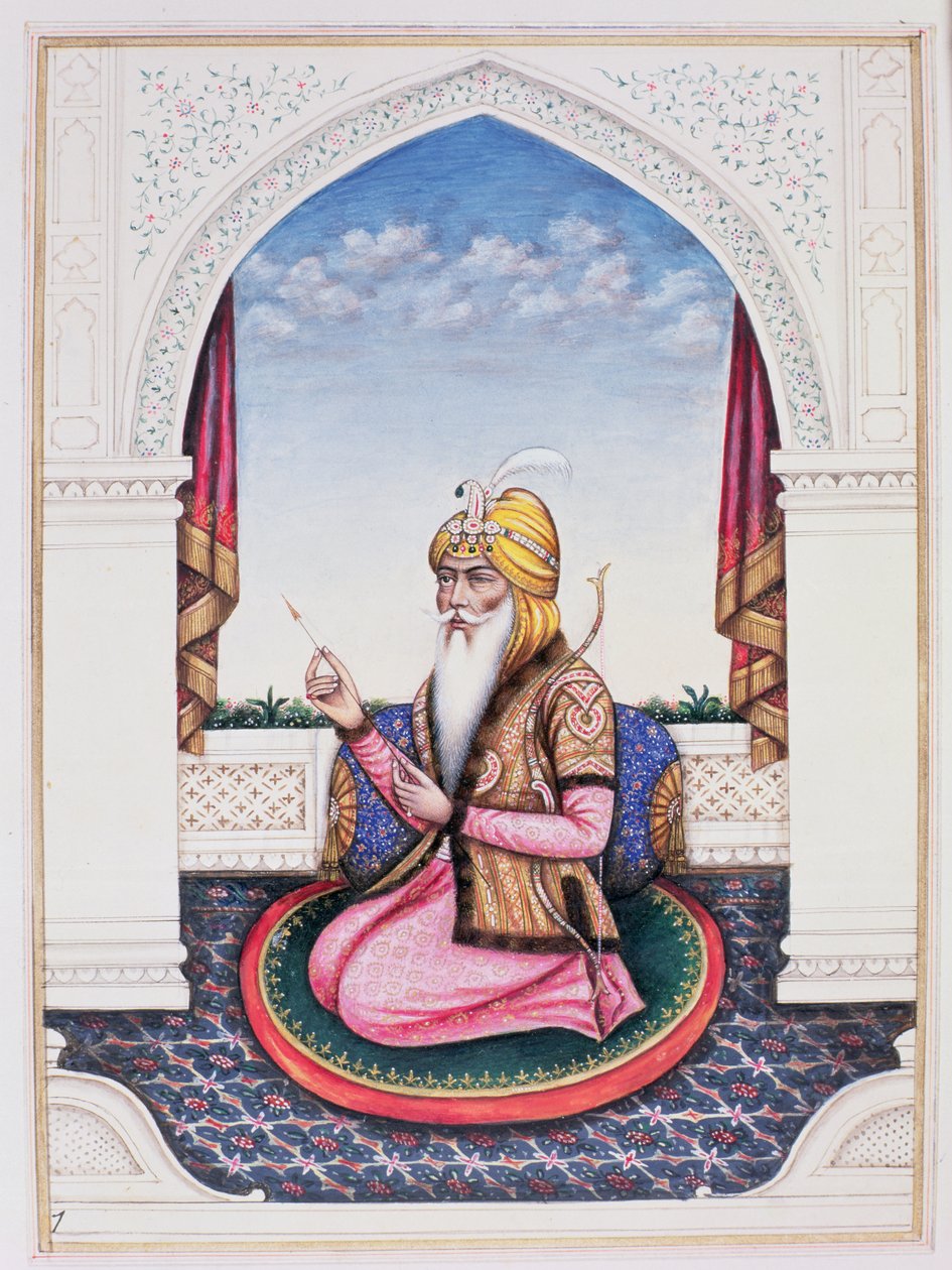 Ranjit Singh (1780-1839) Maharajah do Punjab (lápis, guache e wc no papel) de Indian School