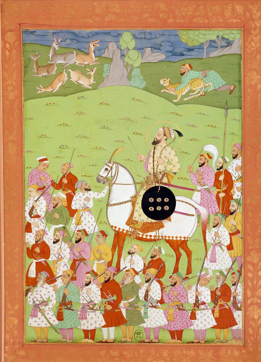 Representação de Shah Alem segundo filho de Aurengzib em Miniaturas a cavalo indiano e persa na "História da Índia de Tamertante a Orangreyb" de Niccolo Manucci (1638-1717). B.N., Paris. de Indian School