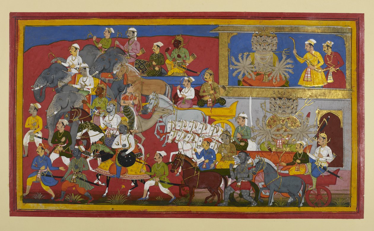 Rāvaṇa arma-se e parte com o seu exército, deparando-se com um mau presságio de Indian School