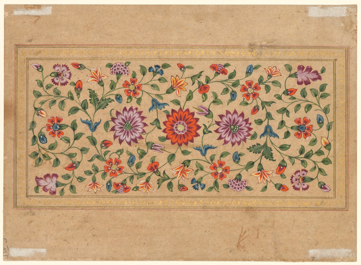 Rolagem de videiras florais, 1755 de Indian School