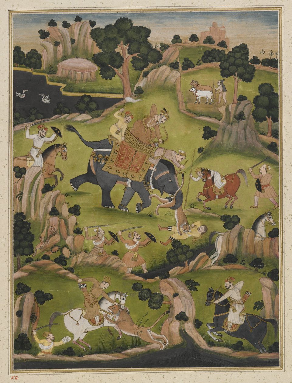 Caça de Shah Jahan, folio de álbum separado, c.1900 de Indian School