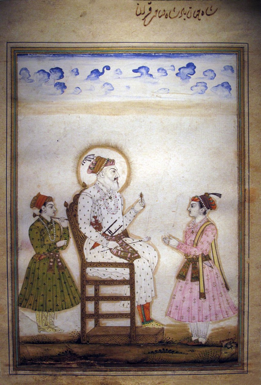 Shah Jahan sentado com os assistentes de Indian School