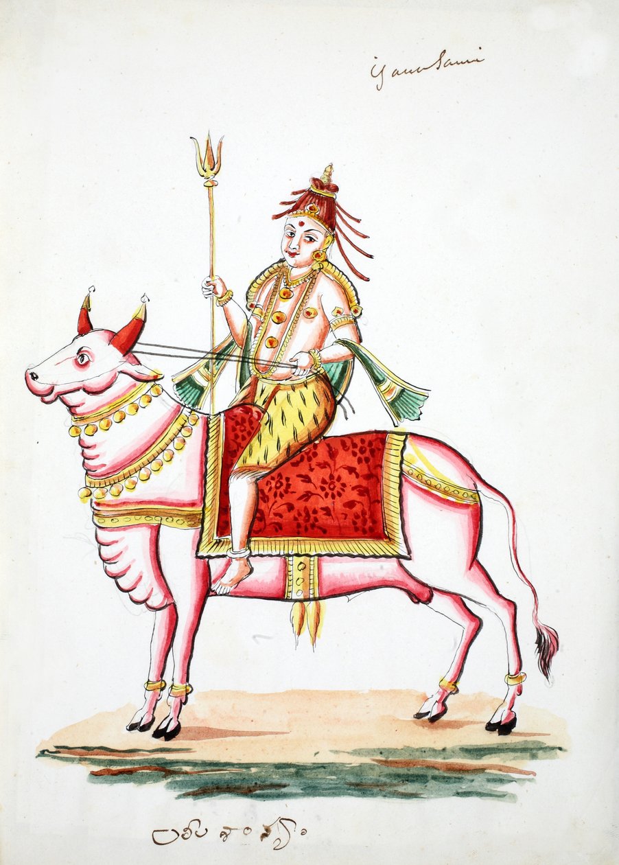 Shiva montado no touro, Nandi (wc no papel) de Indian School