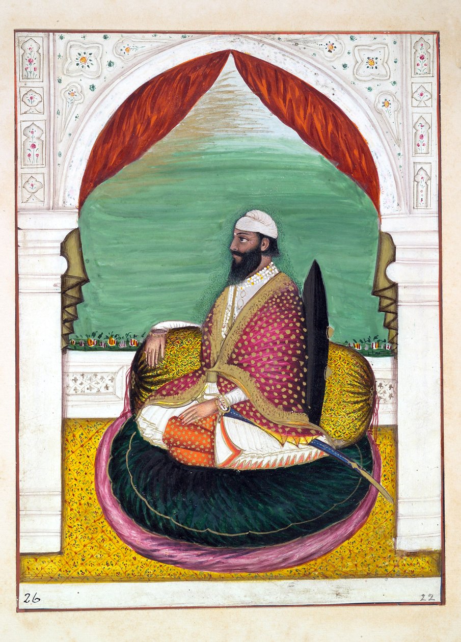 Sirdar Mangal Singh, do Reino do Punjab, seus Governantes e Chefes, volume I, um volume de 27 estudos de aquarela de um artista indiano não identificado, c.1840 (wc on paper) de Indian School