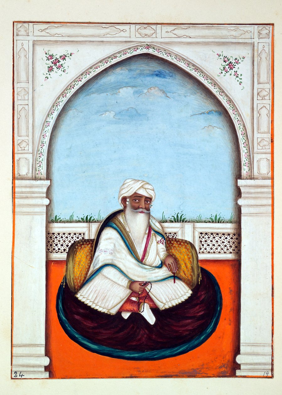 Sirdar Sham Singh, do Reino do Punjab, seus Governantes e Chefes, volume I, um volume de 27 estudos em aquarela de um artista indiano não identificado, c.1840 (wc on paper) de Indian School