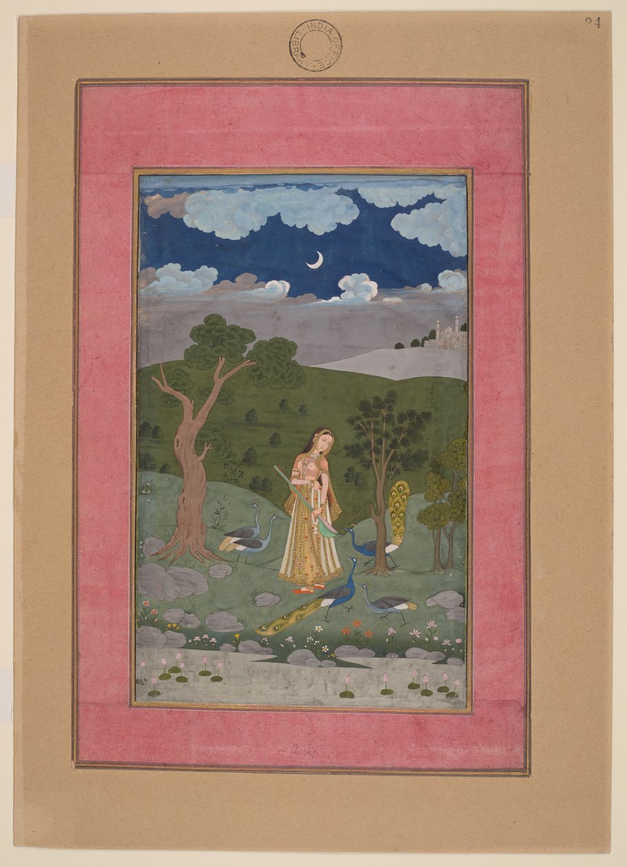 Sorath Ragini, Índia, Hyderabad, cerca de 1760; Álbum Johnson 37, n.º 24 (tinta, cores e ouro sobre papel) de Indian School