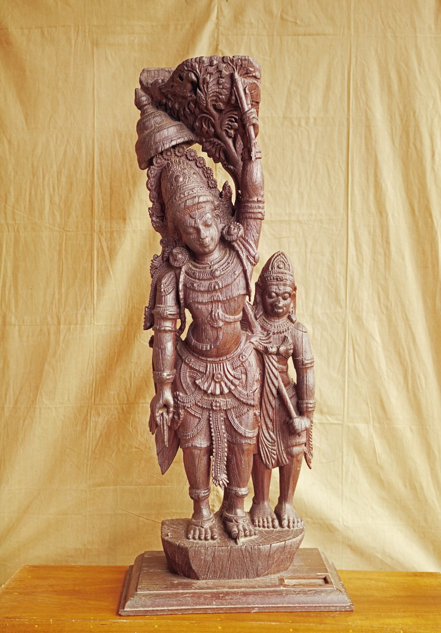 Sri Rama e Hanuman (madeira) de Indian School