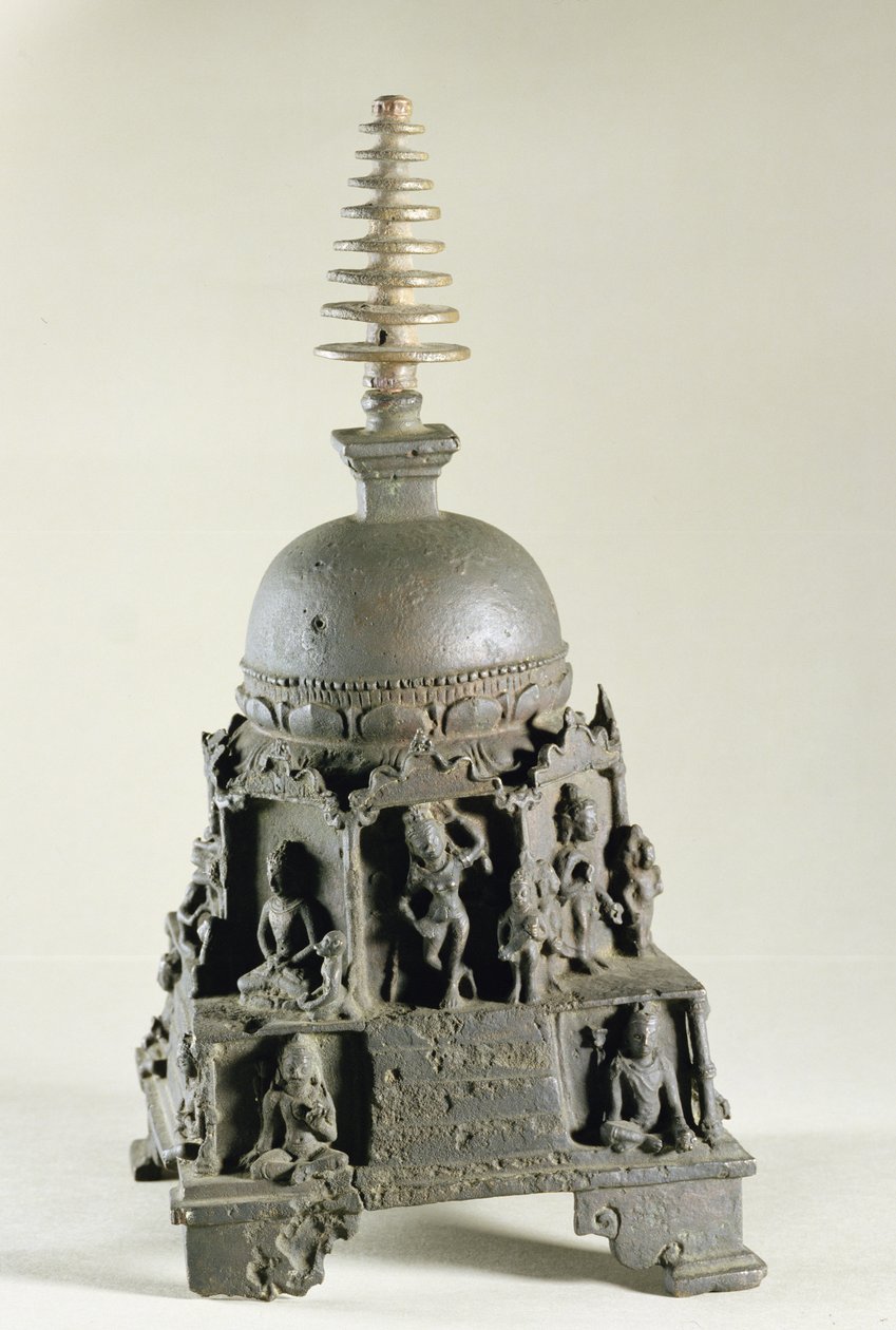 Stupa, Pala, Nalanda, Bihar (bronze) de Indian School