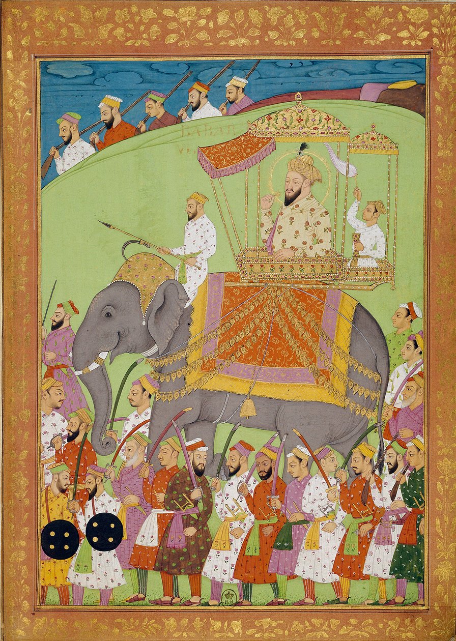 A Sultan Babes num elefante. Miniaturas indianas e persas em "History of India from Tamertante to Orangreyb" de Niccolo Manucci (1638-1717). B.N., Paris. de Indian School