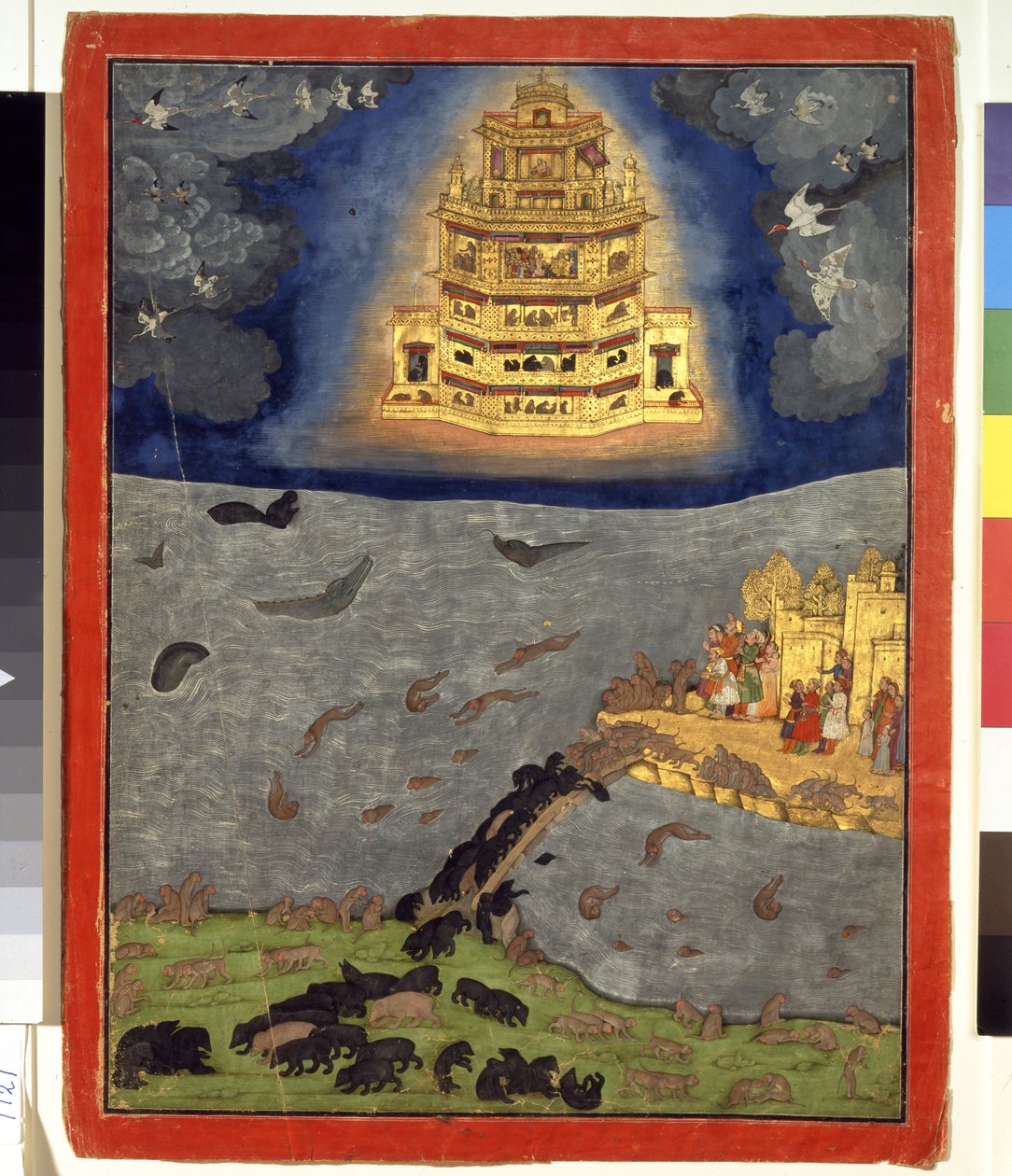A Carruagem Celestial, c.1650 (aguarela opaca e ouro sobre papel) de Indian School