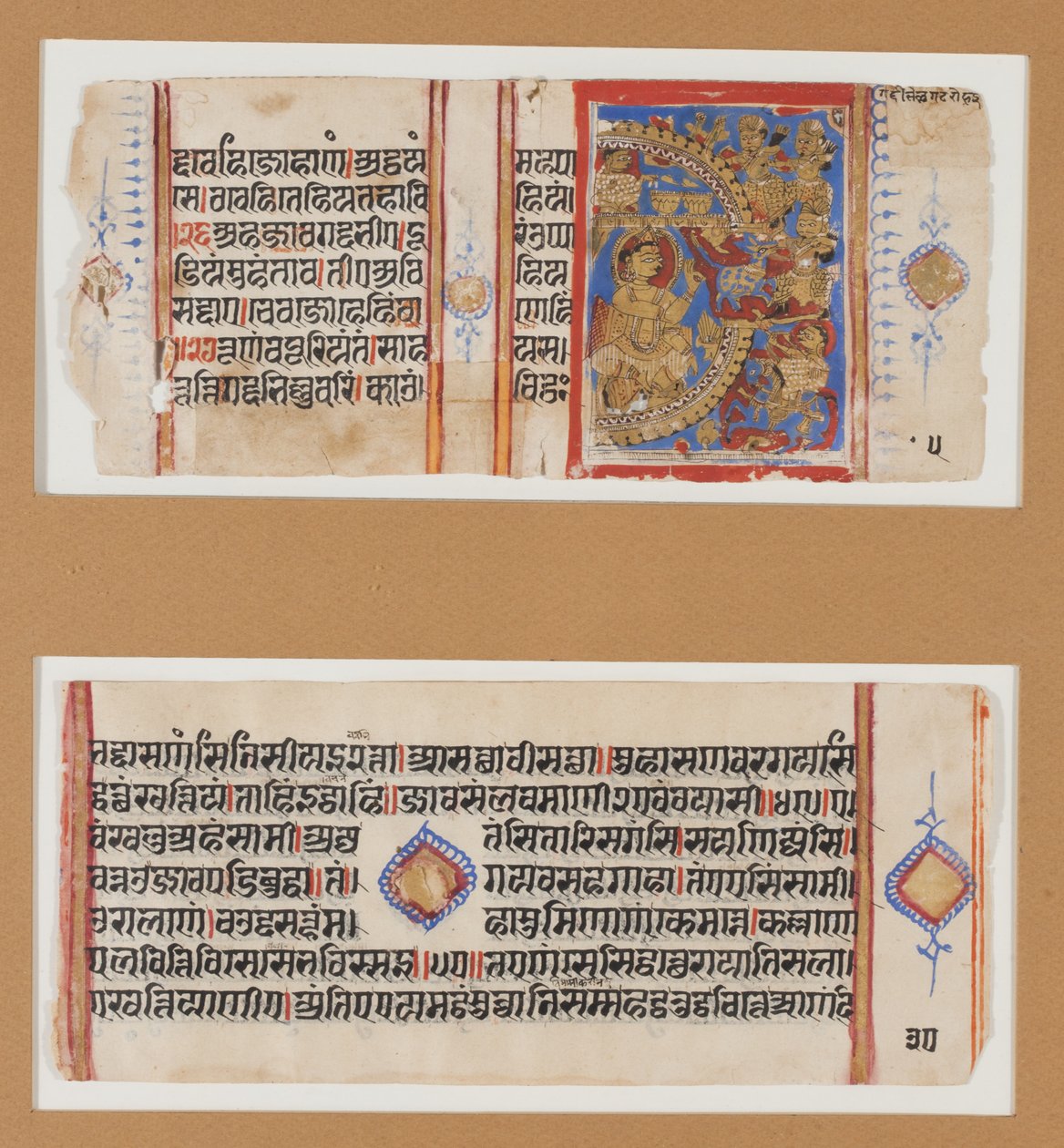 O cerco de Ujjayimi; O Assassinato do Asno Mágico, c.1600-1625 (têmpera, ouro, tinta no papel) de Indian School
