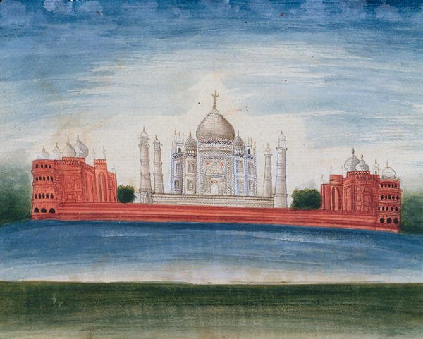 O Taj Mahal em Agra (aguarela sobre papel) de Indian School