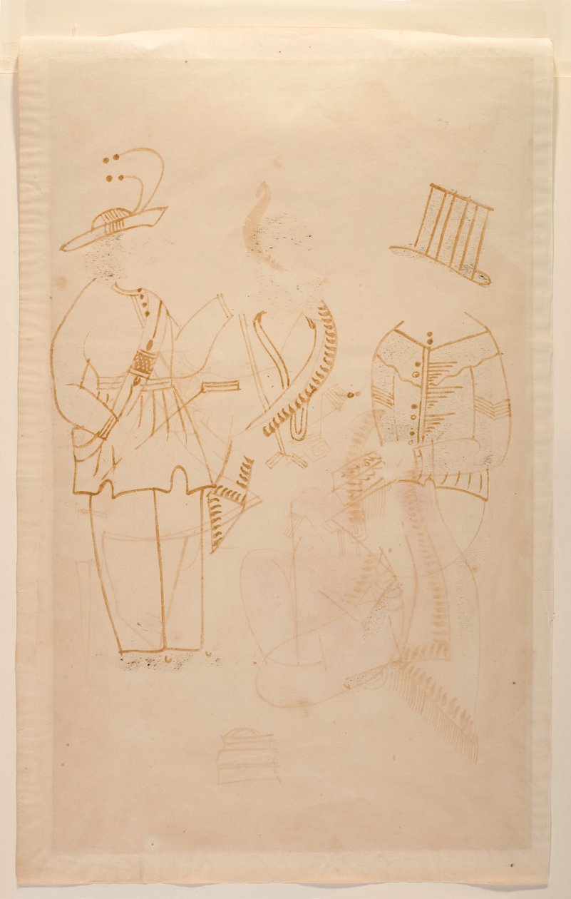O escrivão Nabin mata a sua esposa Elokeshi com um descascador de vegetais, c.1880 (aguarela sobre papel) de Indian School