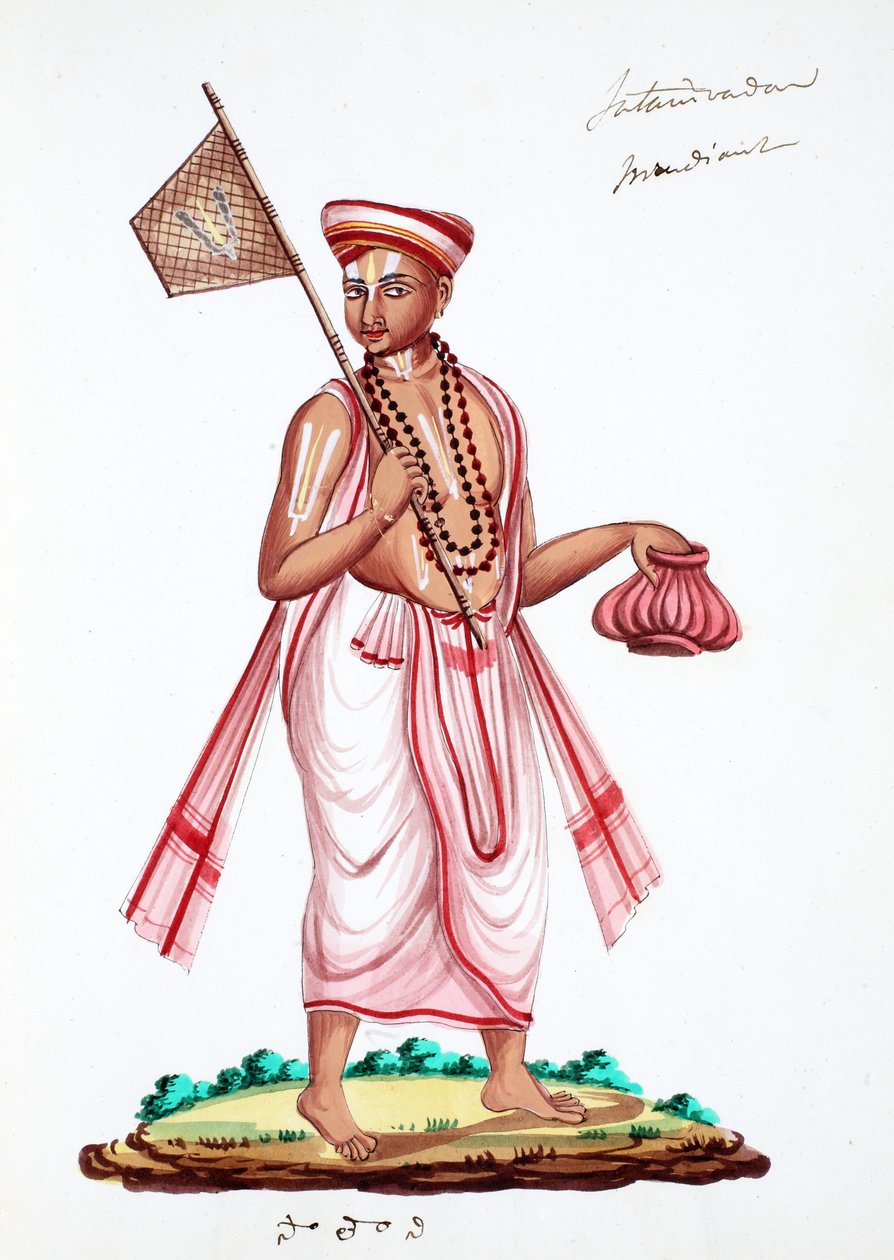 Brâmane Vaishnavite (wc no papel) de Indian School