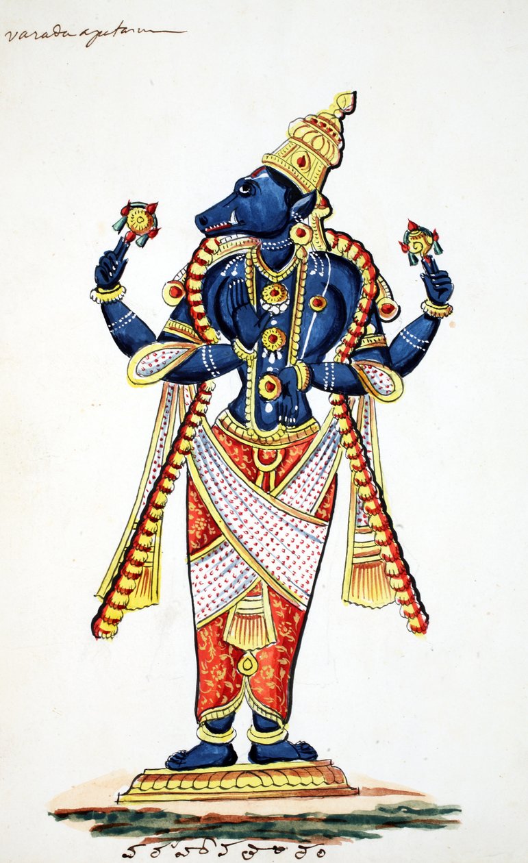 Varaha, avatar do varrão de Vishnu (wc no papel) de Indian School