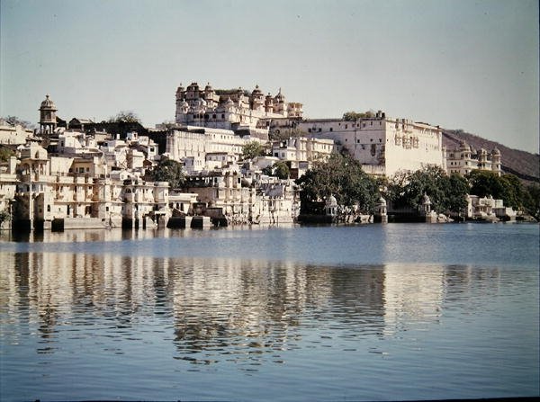 Vista, cidade, palácio, lago, pichola de Indian School