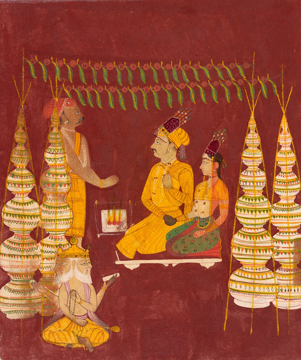 Cerimônia de casamento na presença de Brahma, c.1680 de Indian School