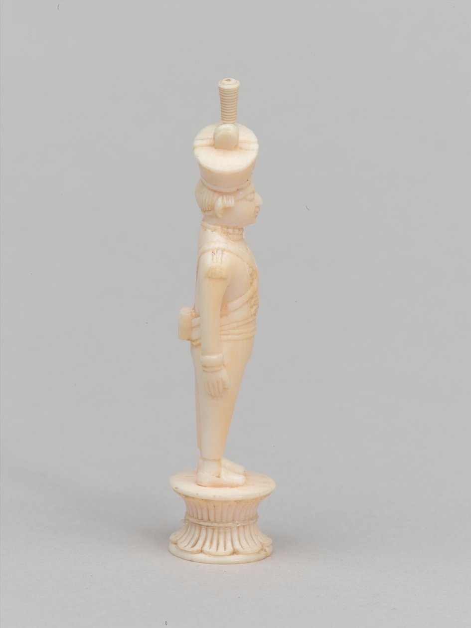 Peão branco, peça de xadrez, Índia, 1820 cerca de Indian School