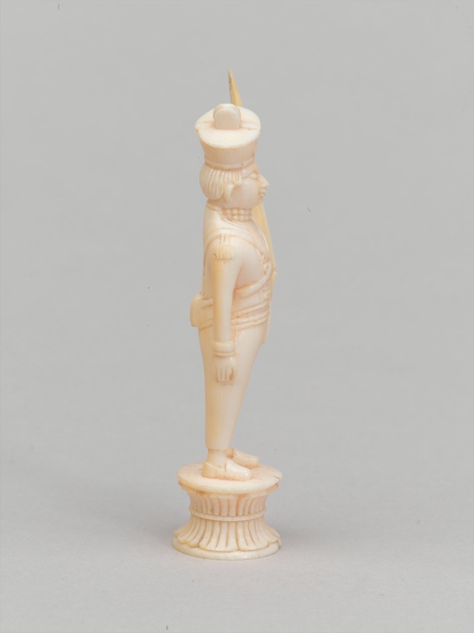 Peão branco, peça de xadrez, Índia, 1820 cerca de Indian School