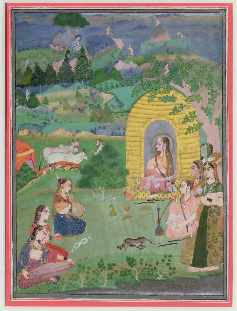 Yoginis (ascetas hindus femininos) em uma paisagem, Bikaner School, c.1680 de Indian School