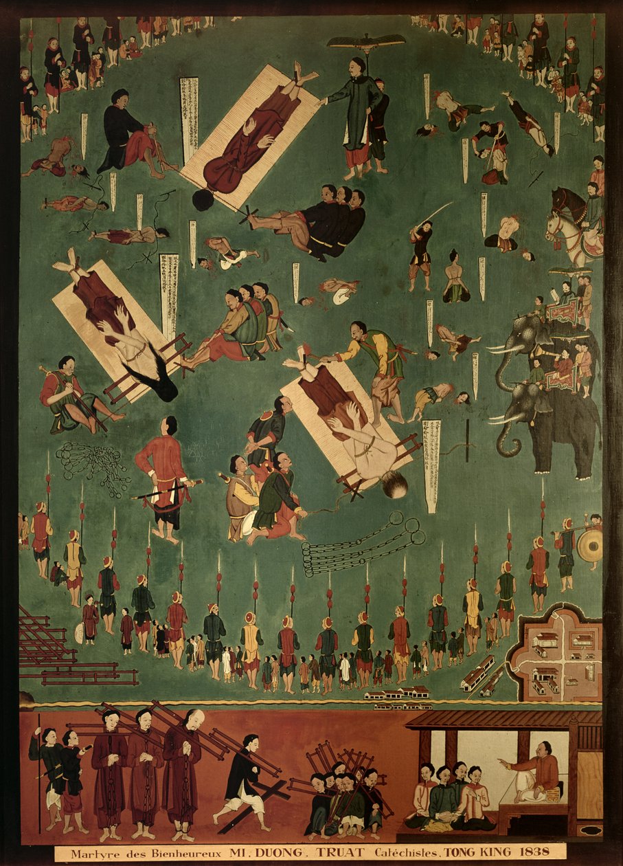 O Martírio do Bem-aventurado Mi, Duong e Truat em Tongking, China, em 1838 1838 de Indo Chinese School