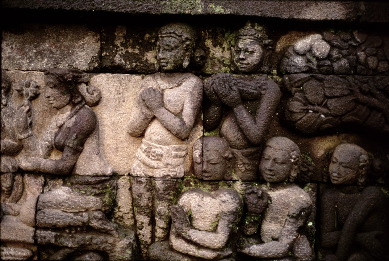 Detalhe do exterior, pedra vulcânica AD 778-850 de Indonesian