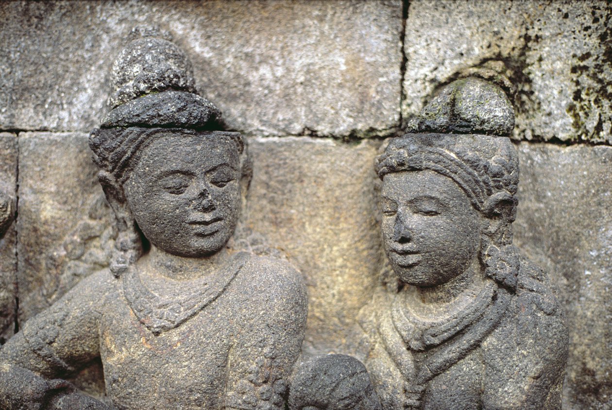 Detalhe do exterior, pedra vulcânica AD 778-850 de Indonesian