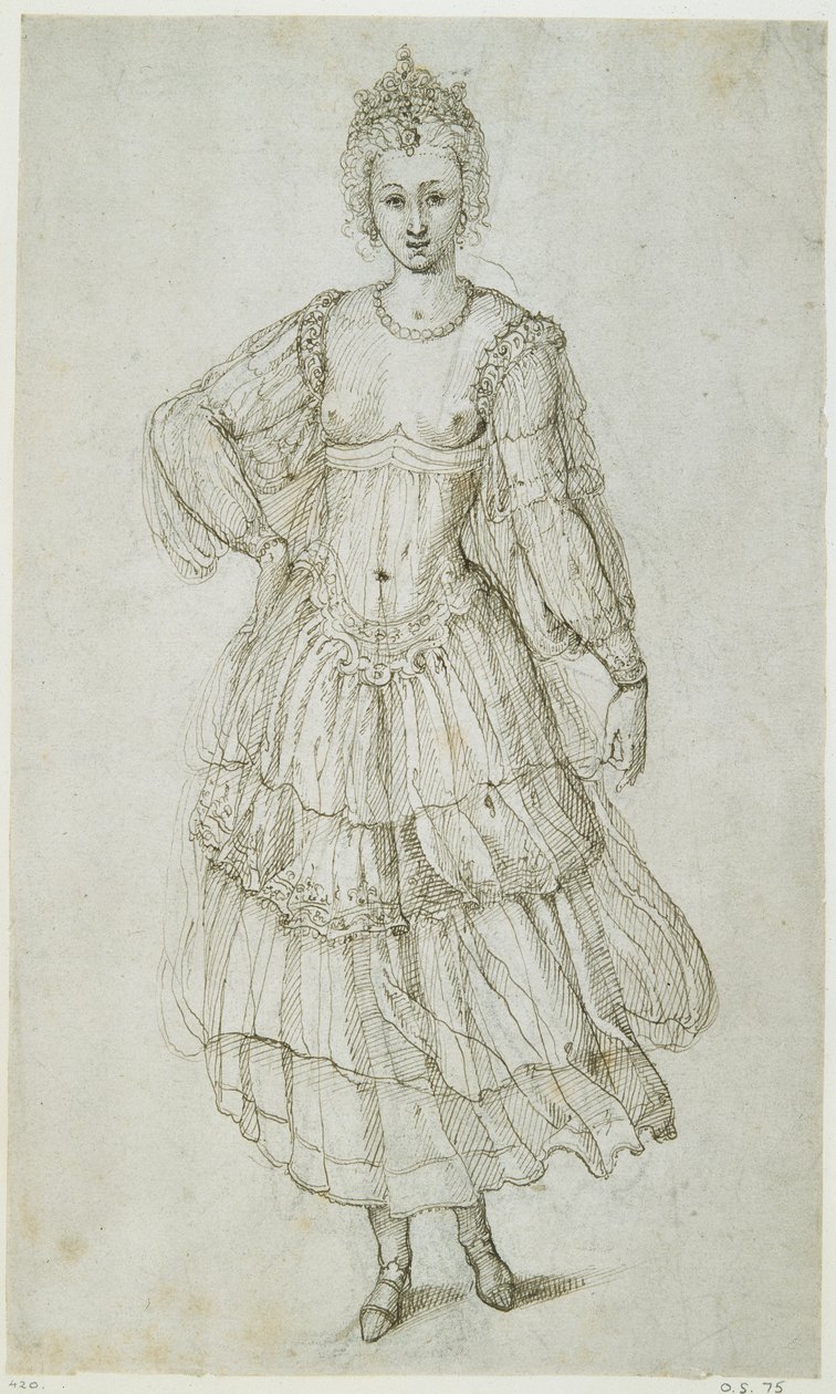 A Daughter of the Morn, c.1611 (caneta e tinta sobre papel) de Inigo Jones