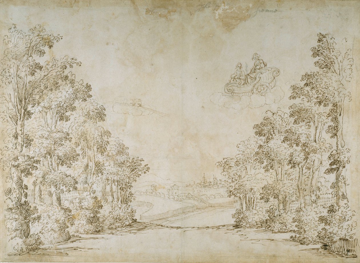 Um país pacífico (caneta e tinta sobre papel) de Inigo Jones