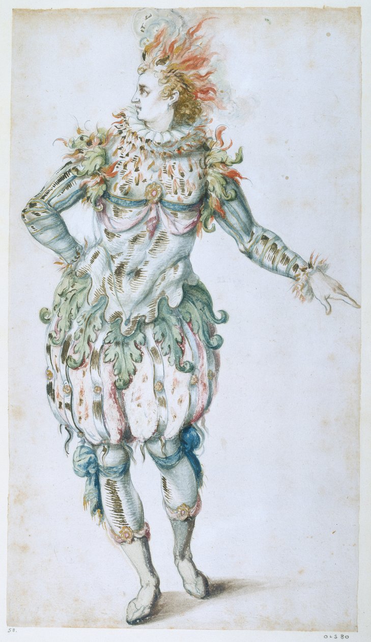 Uma Máscara Estelar (aguarela sobre papel) de Inigo Jones