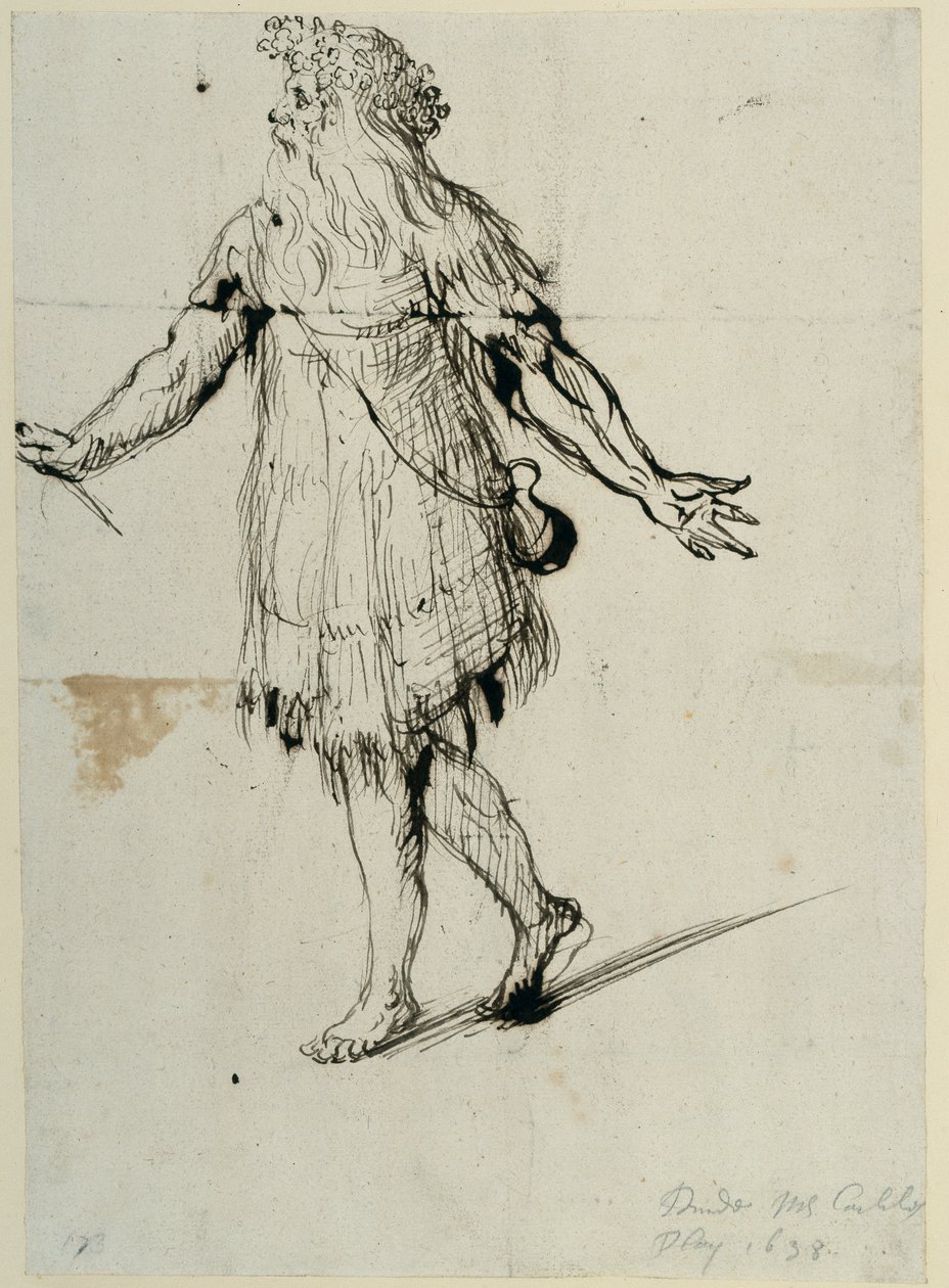 A druid, c.1638 (caneta e tinta sobre papel) de Inigo Jones