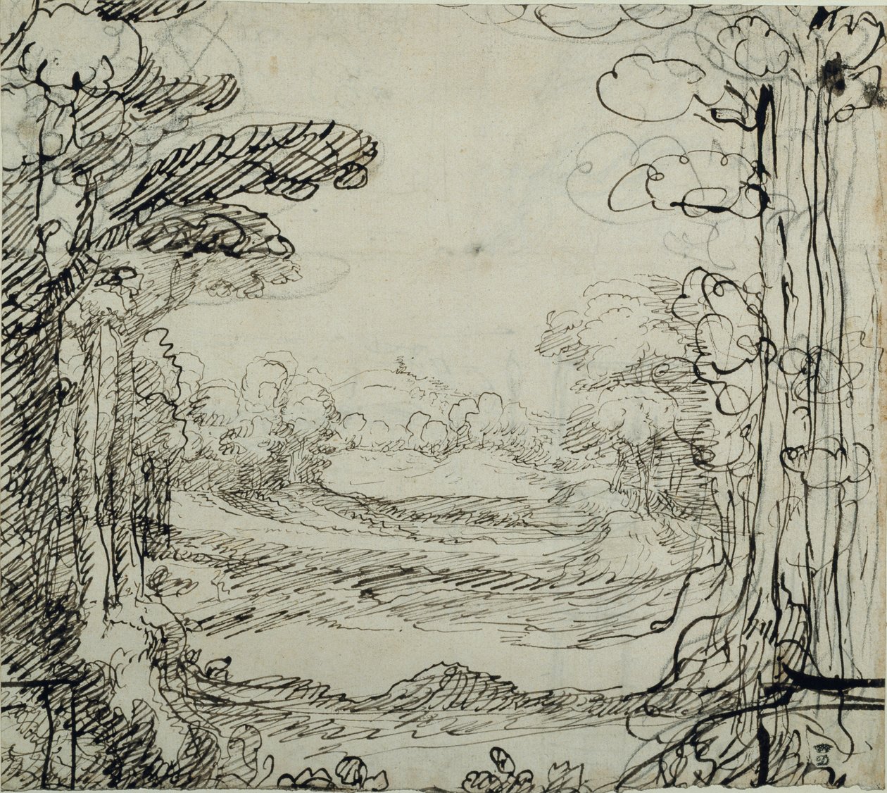 Uma floresta (caneta e tinta sobre papel) de Inigo Jones